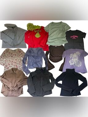 GIRLS SHIRT SWEATER BUNDLE T-SHIRT LONG SLEEVE GRINCH HOODIE AVIVA